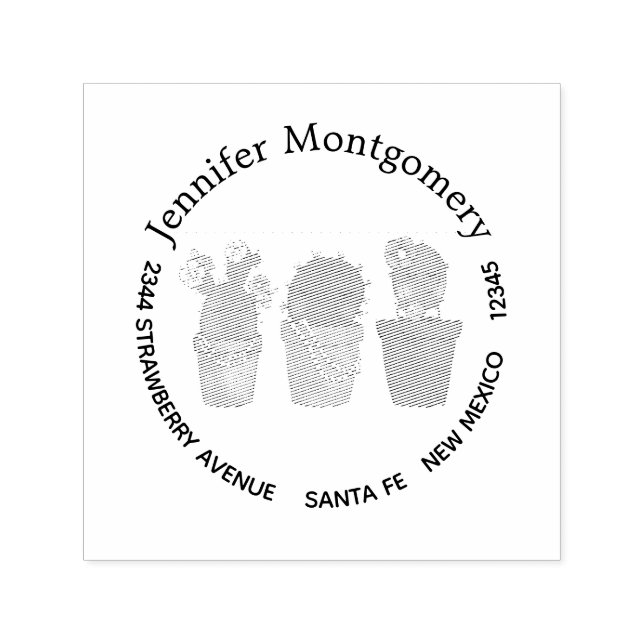 Carimbo Auto Entintado Meninas de Cactus Bonitas Vestindo Joias (Design)