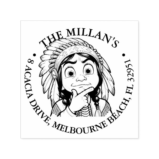 Carimbo Auto Entintado Menino Americano Nativo Chocado (Design)