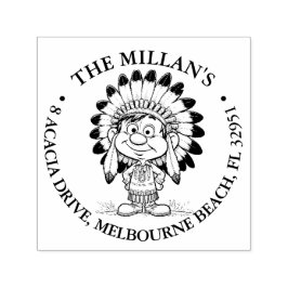 Carimbo Auto Entintado Menino nativo americano sorrindo tema