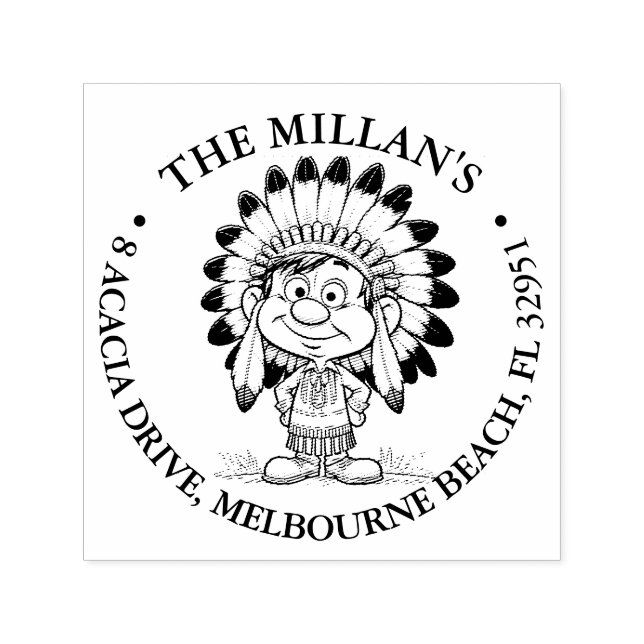 Carimbo Auto Entintado Menino nativo americano sorrindo tema (Design)