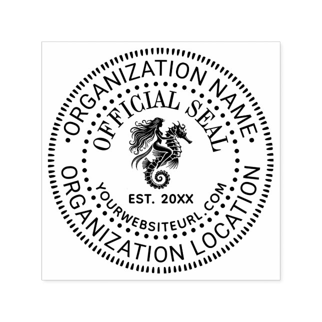 Carimbo Auto Entintado Mermaid Seacavalo Oficial Nome Local URL Estd (Design)