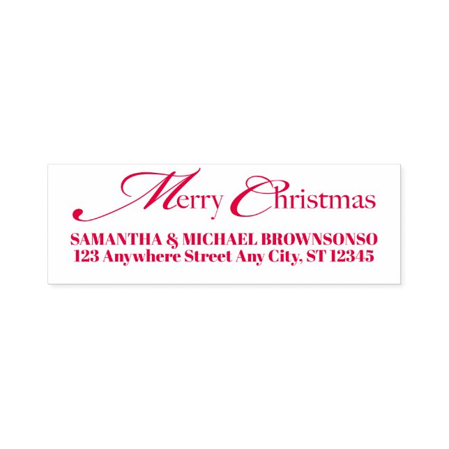 Carimbo Auto Entintado Merry Christmas Family Name Address (Design)