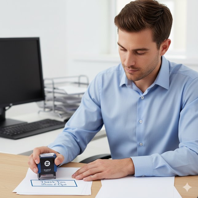 Carimbo Auto Entintado Mini 1.4x0.4 Personalizado Obrigado (Personalized Mini 1.4x0.4 Thank You Self-inking Stamp)