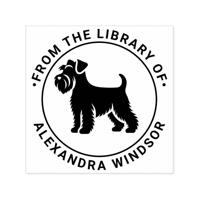 Carimbo Auto Entintado Mini Schnauzer Cão em Pé Sil Biblioteca Nome do Li (Design)