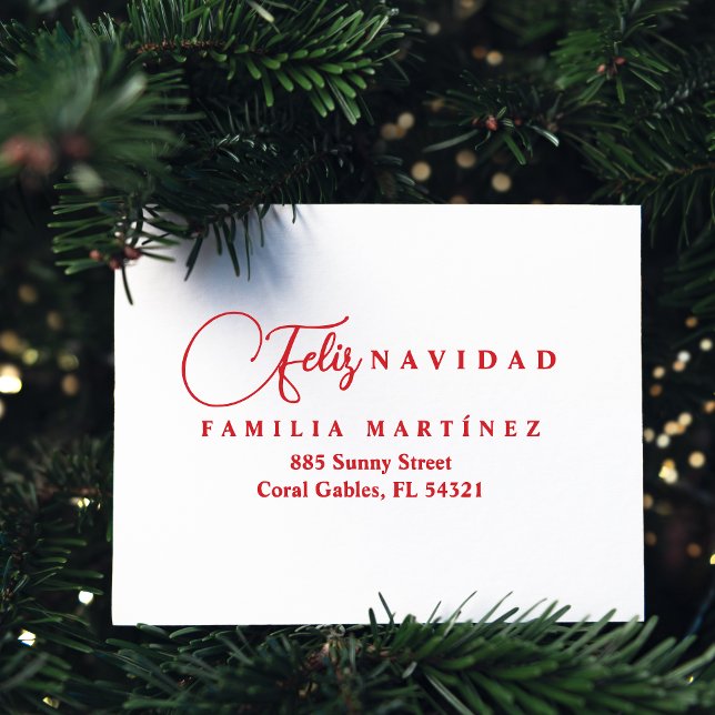 Carimbo Auto Entintado Minimalist Modern Spanish Feliz Navidad Address (Minimalist Modern Spanish Feliz Navidad Family Address self-inking stamp.)