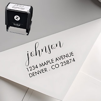 Carimbo Auto Entintado "Minimalist Script Name and Address Self-inking St
