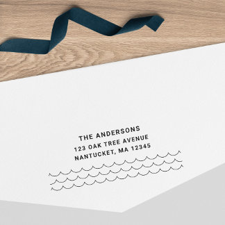 Carimbo Auto Entintado Minimalist Waves Family Name Return Address