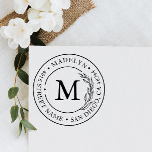 Carimbo Auto Entintado Mínimo do Monograma Elegante de Endereço de Retorn