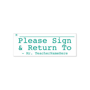 Carimbo Auto Entintado Mínimo "Sign & Return to" e nome personalizado