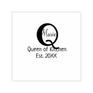 Carimbo Auto Entintado Mínimos simples cor-de-rosa verde rainha da cozinh