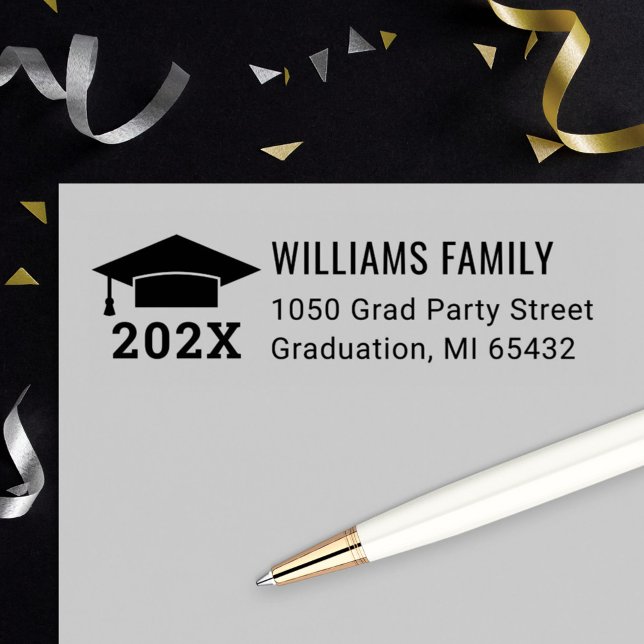 Carimbo Auto Entintado Modern Grad Cap 2026 Return Address (Criador carregado)