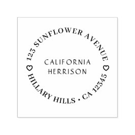 Carimbo Auto Entintado Modern Heart | Handwritten Round Return Address