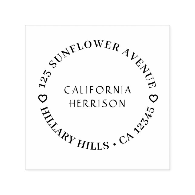 Carimbo Auto Entintado Modern Heart | Handwritten Round Return Address (Design)