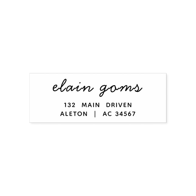 Carimbo Auto Entintado Modern Script | Minimal Elegant Return Address (Design)