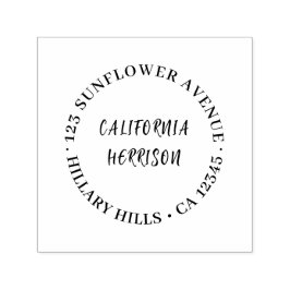 Carimbo Auto Entintado Modern Script | Minimal Round Return Address