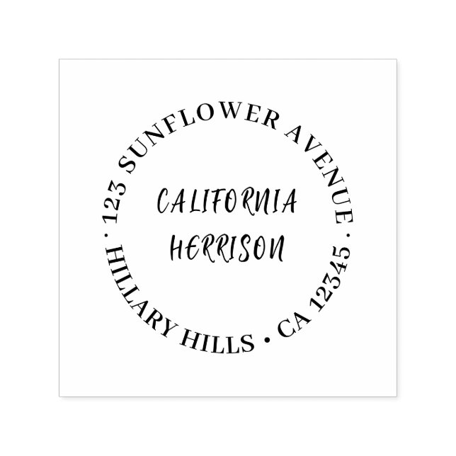 Carimbo Auto Entintado Modern Script | Minimal Round Return Address (Design)