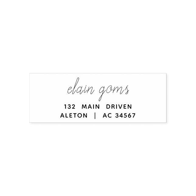 Carimbo Auto Entintado Modern Script | Minimal Simple Return Address (Design)