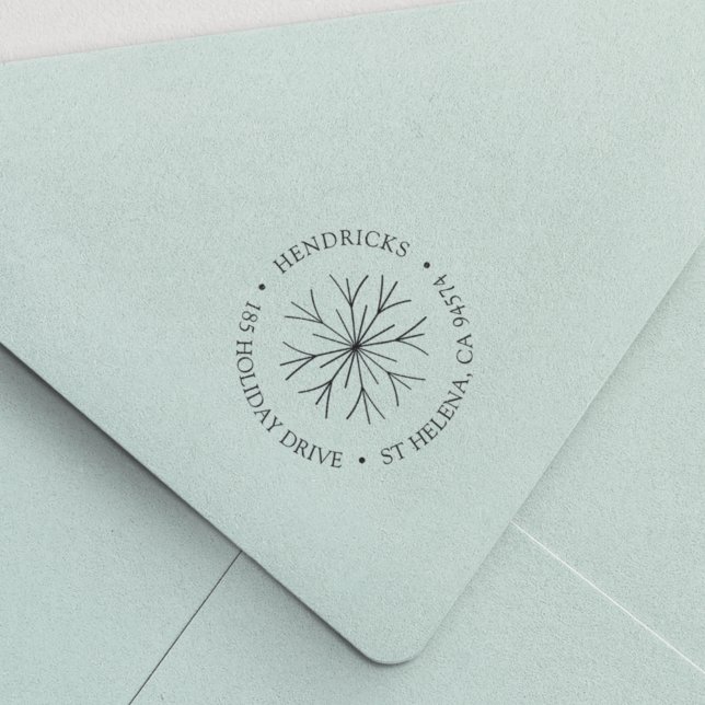 Carimbo Auto Entintado Modern Snowflake Holiday Return Address (Criador carregado)