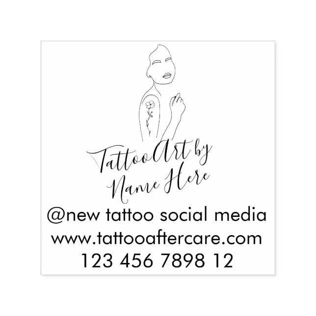 Carimbo Auto Entintado Modern Tattoo ART script typography sign (Design)