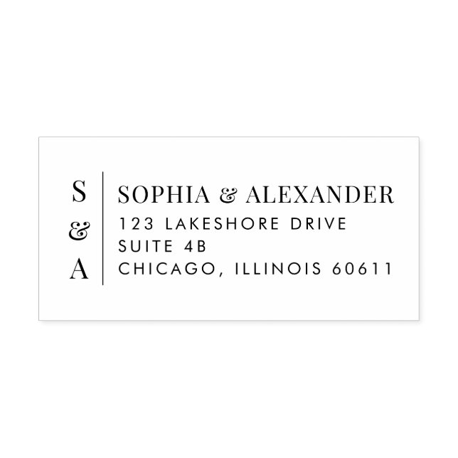 Carimbo Auto Entintado Modern Vertical Monogram & Minimalist (Design)