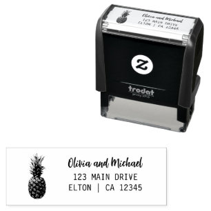 Carimbo Auto Entintado Modern Vintage Pineapple Return Address Weding