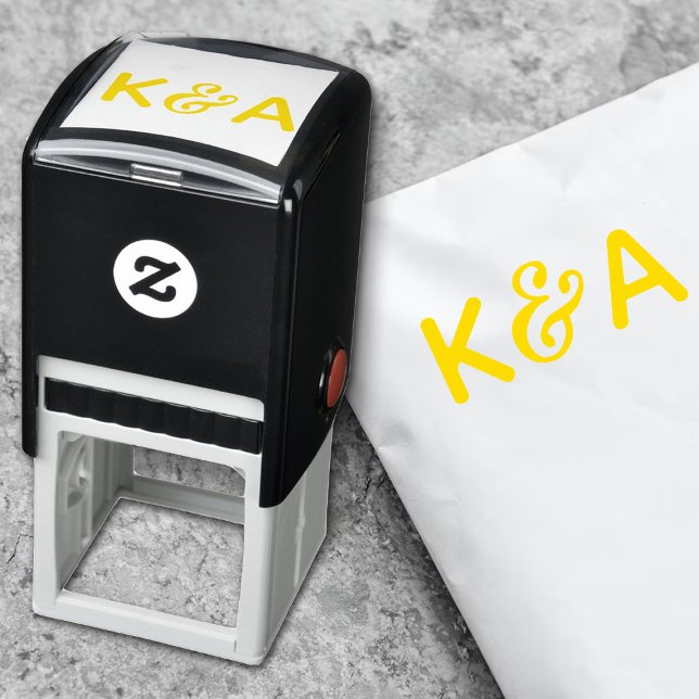 Carimbo Auto Entintado moderno Ampersand Inicials Wedding Stationery (Criador carregado)