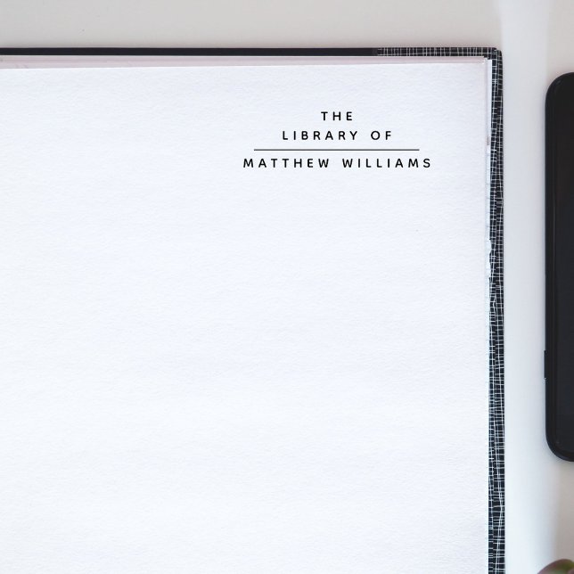 Carimbo Auto Entintado Moderno Elegante Simples Da Biblioteca De Livro (Criador carregado)