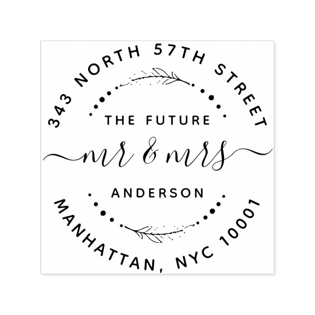 Carimbo Auto Entintado Moderno O Futuro Sr. e Sra. Wedding Endereço de De (Design)