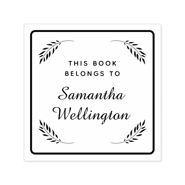 Carimbo Auto Entintado Moderno Simples Este Livro Pertence Ao Nome (Design)