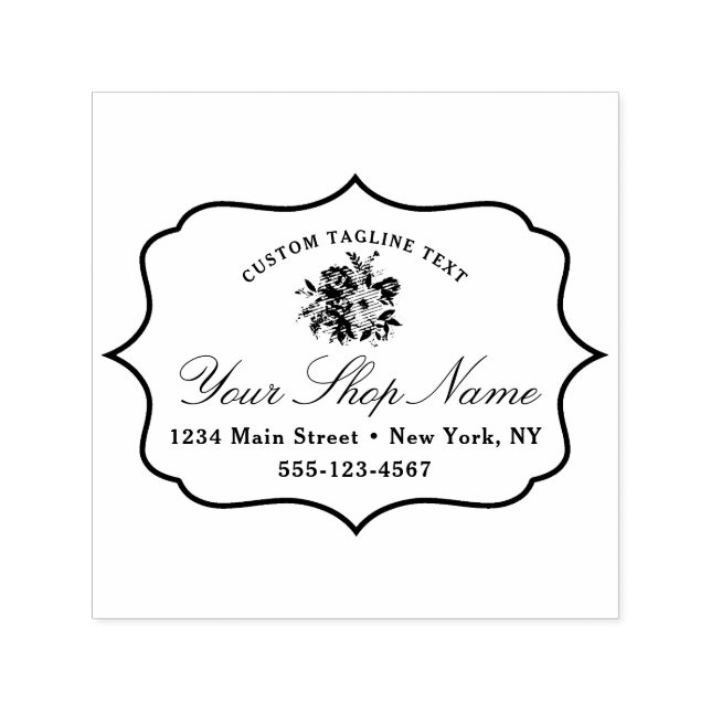 Carimbo Auto Entintado Moldura Chic Bracket e Script Elegante (Design)