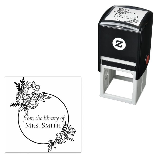Carimbo Auto Entintado Moldura Floral de Rosas Da Biblioteca De (In Situ)