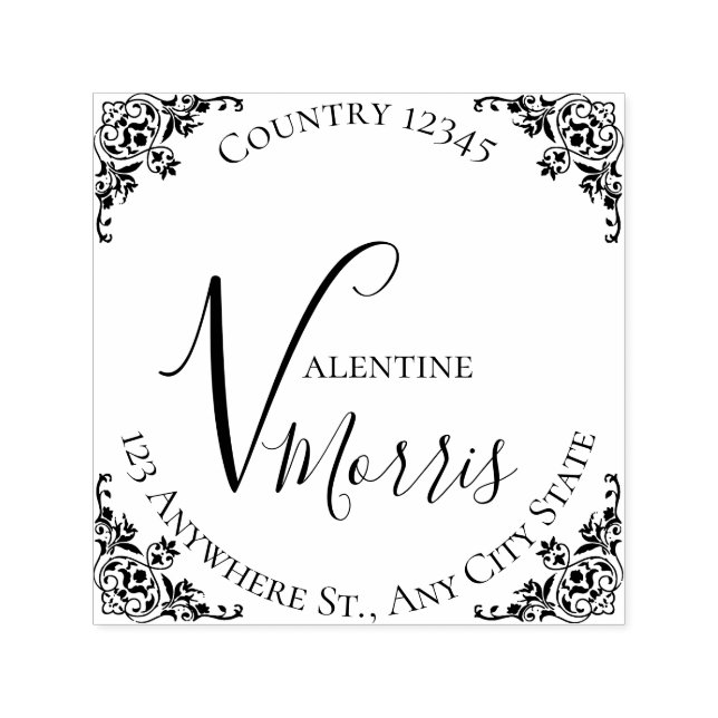 Carimbo Auto Entintado Monogram Return Address Self-inking Stamp (Design)