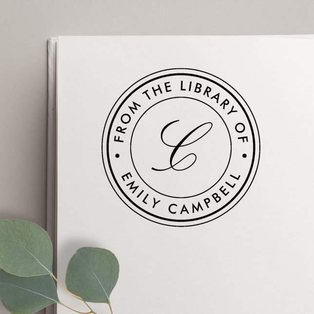 Carimbo Auto Entintado Monograma Clássico da Biblioteca de Ex-Libris (Criador carregado)