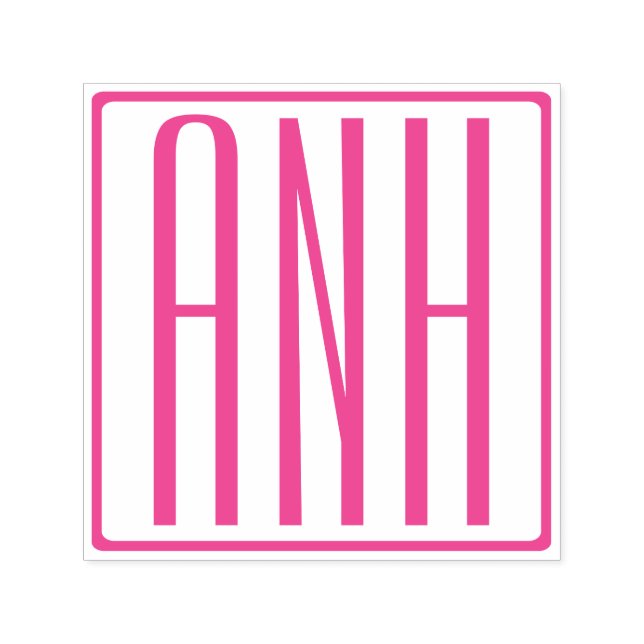 Carimbo Auto Entintado Monograma Cor-de-rosa Fuchsia Moderno 3 (Design)