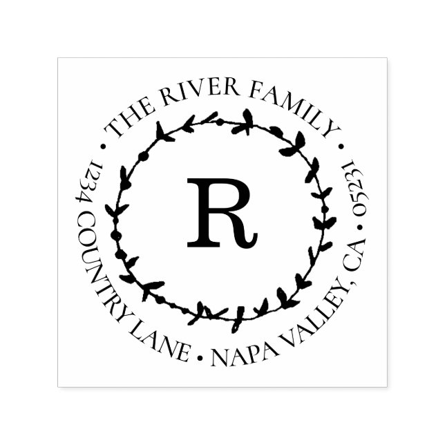 Carimbo Auto Entintado Monograma de Borda Arredondada Crie o seu (Design)