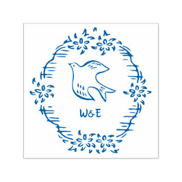 Carimbo Auto Entintado Monograma de Casamento de Portas de Flor Vintage