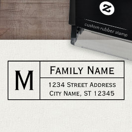Carimbo Auto Entintado Monograma de Família Personalizado e Endereço de R
