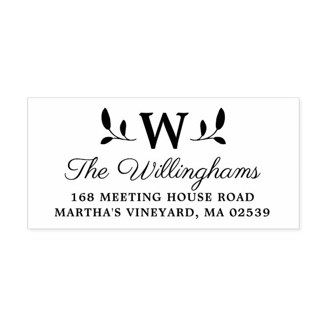 Carimbo Auto Entintado Monograma de Folhas Botânicas (Design)