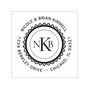 Carimbo Auto Entintado Monograma de Iniciais Arredondados Crie o seu