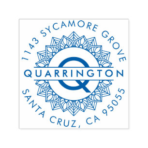 Carimbo Auto Entintado Monograma de Mandala Moderno   Endereço de devoluç