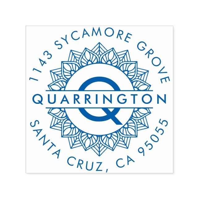 Carimbo Auto Entintado Monograma de Mandala Moderno | Endereço de devoluç (Design)