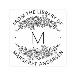 Carimbo Auto Entintado Monograma de Terra Botânica Moderna do Scandi