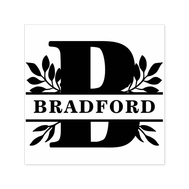 Carimbo Auto Entintado Monograma do Nome da Família de Folhagem Clássica  (Design)