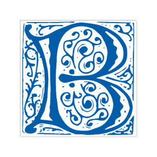 Carimbo Auto Entintado Monograma elegante da letra B do renascimento do