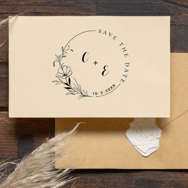 Carimbo Auto Entintado Monograma elegante e moderno Salvar as Iniciais de (Criador carregado)