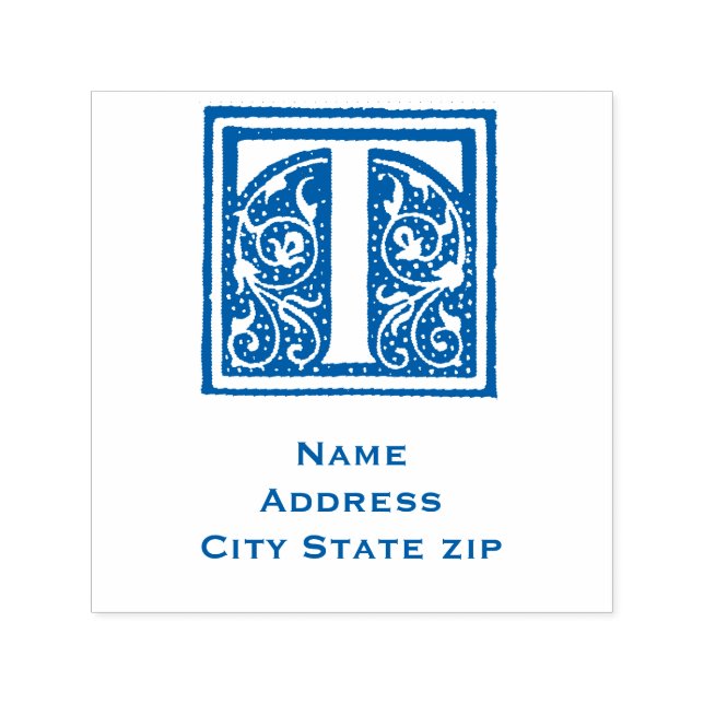 Carimbo Auto Entintado : Monograma Elegante Manuscrito Medieval Inicial " (Design)