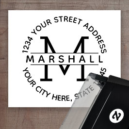 Carimbo Auto Entintado Monograma Grande com Nome e Endereço de Devolução