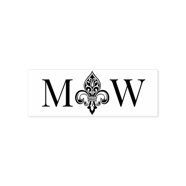 Carimbo Auto Entintado Monograma inicial de Fleur de Lis #26 Casal Casame (Design)