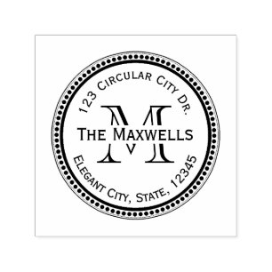 Carimbo Auto Entintado Monograma - Letra Círculo Ponto-redondo Endereço C