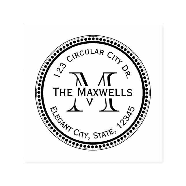 Carimbo Auto Entintado Monograma - Letra Círculo Ponto-redondo Endereço C (Design)